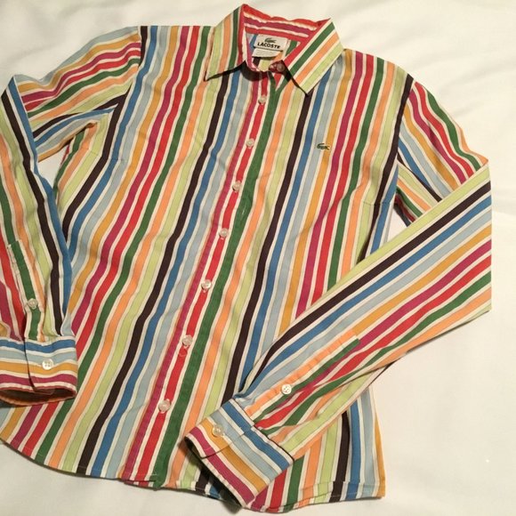 Vintage Lacoste Woman's Blouse Button Down Size 34EU Small US Flawless - Picture 2 of 9